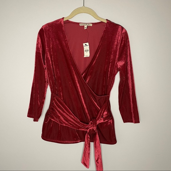 NWT velvet wrap front top - Picture 2 of 14